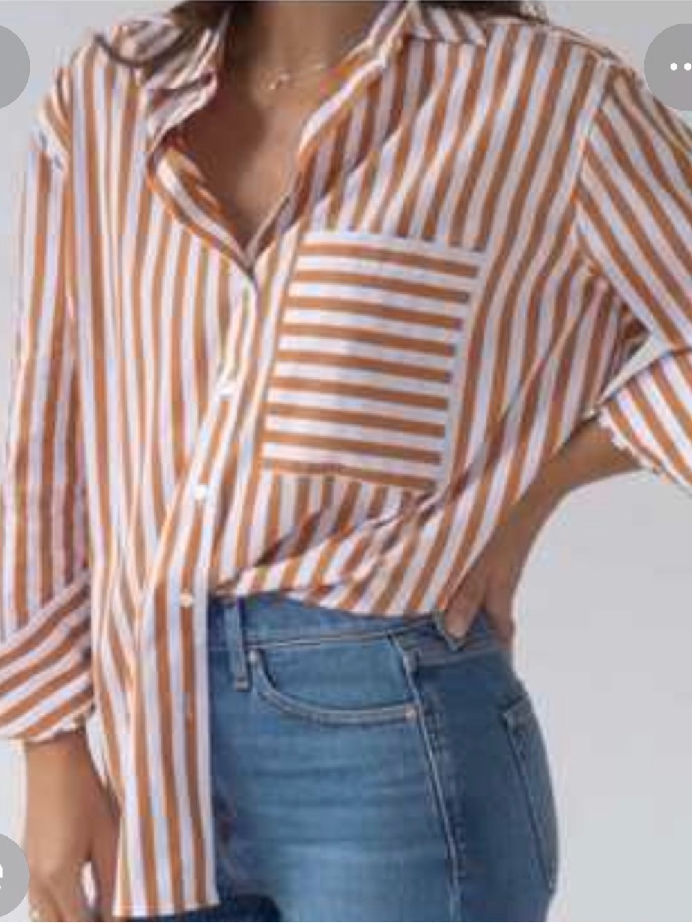 AYR Striped Shirt in Rust and White XS Cotton